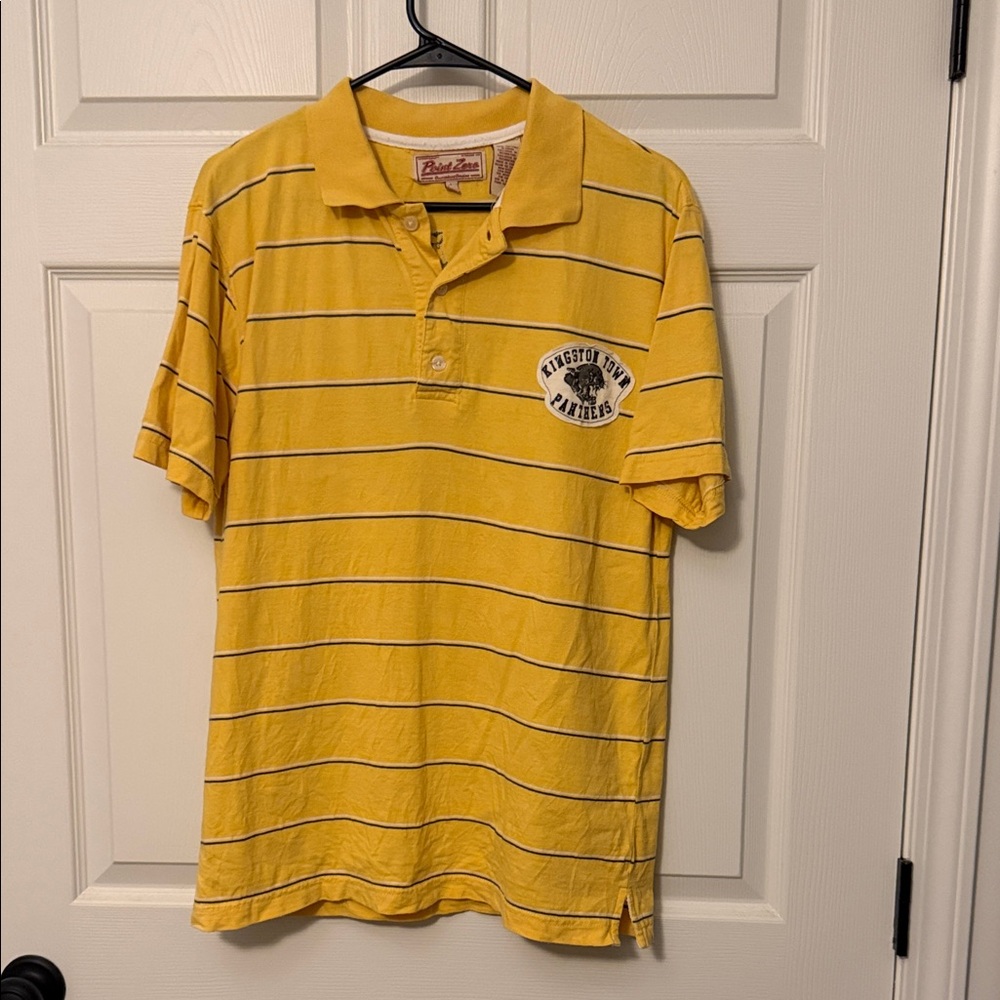 Point Zero Yellow Striped Polo Shirt with Emblem